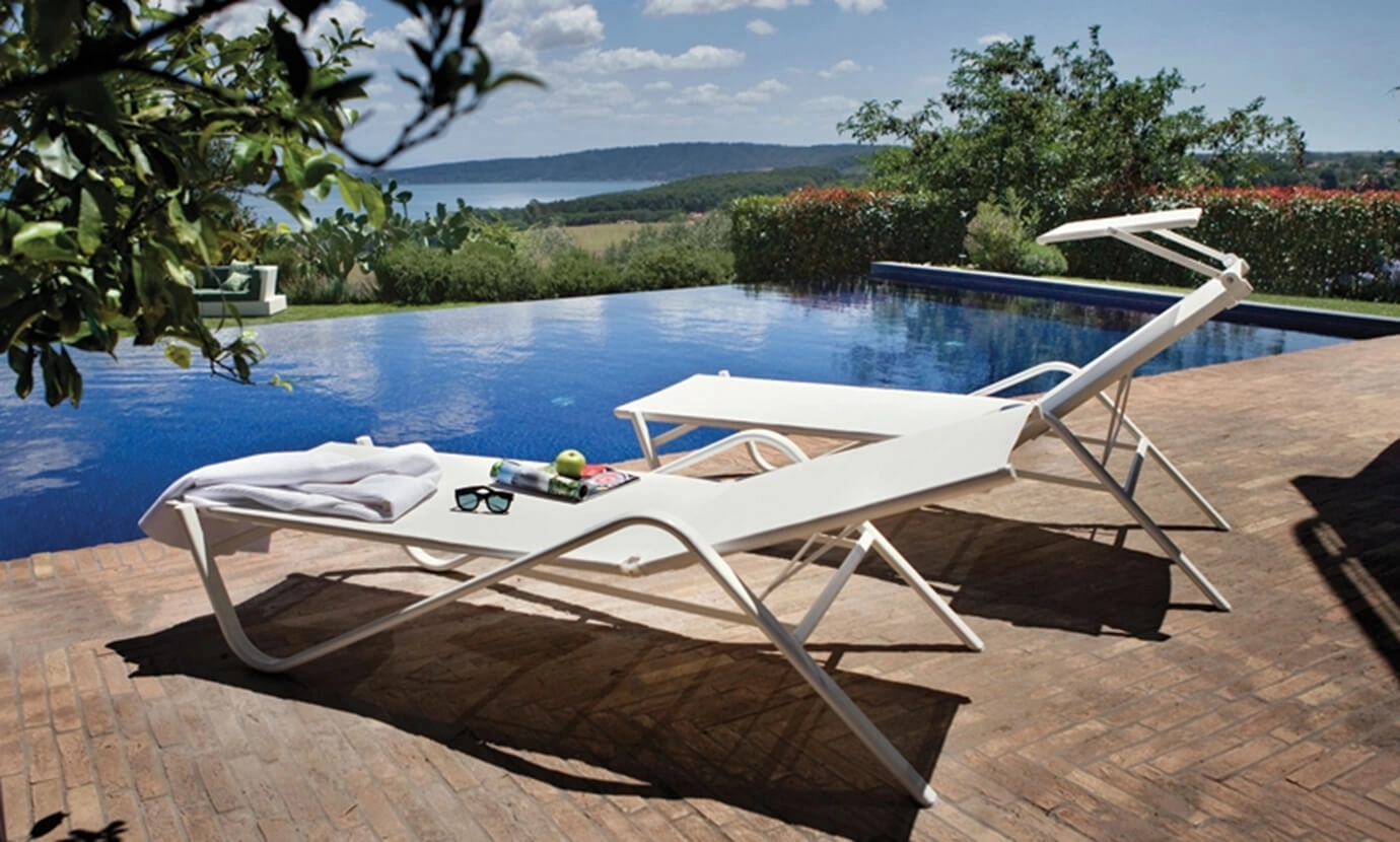 Outdoor Bench and Sunlounger