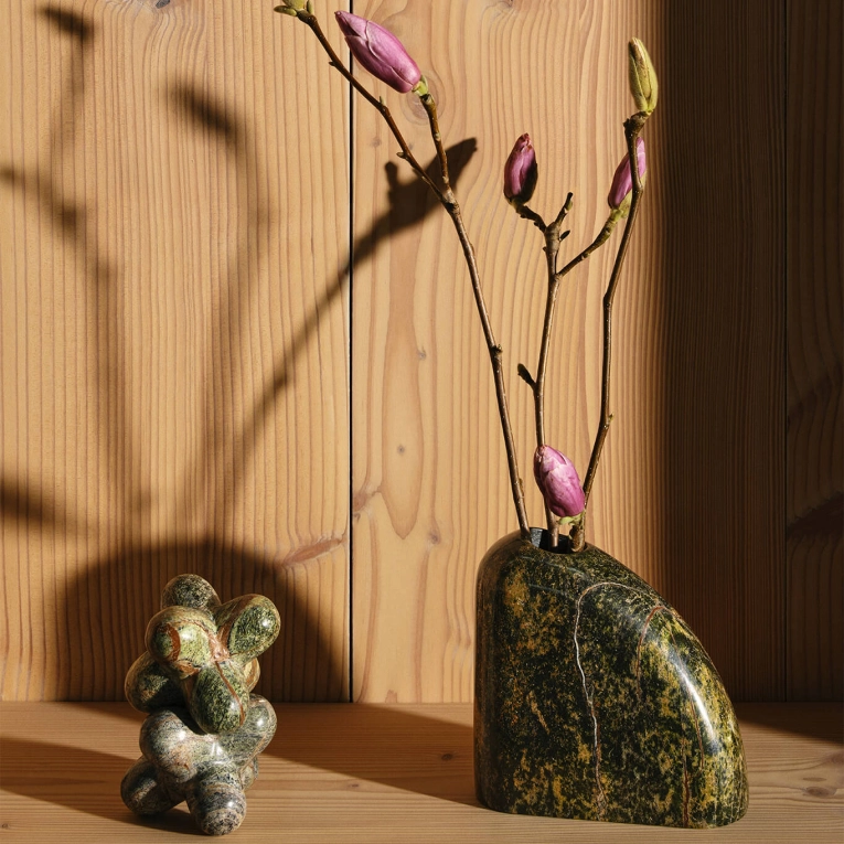 Vase Vase BOULDER STEM Marbre Vert Forêt TOM DIXON