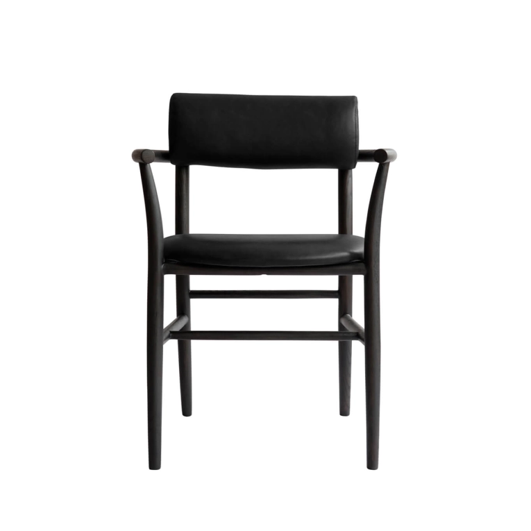 Dining Chair NAMA avec accoudoirs Aniline leather black/Classic brown oak 101 COPENHAGEN