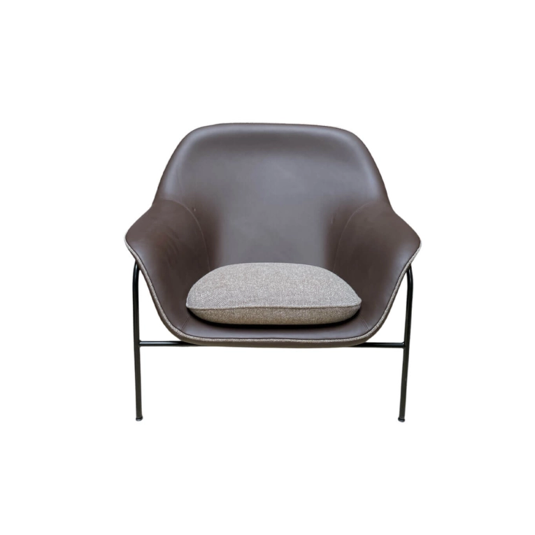 Fauteuil DRAPE Cuir Marron / Tissu Gris Hallingdal 130 NORMANN COPENHAGEN