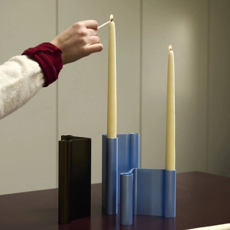 Candle Holder, Candlestick and Candle PAIR H 11 Black MUUTO