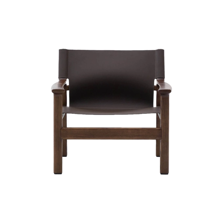 JAN Frêne teinté Noyer / Cuir Marron KAVE HOME