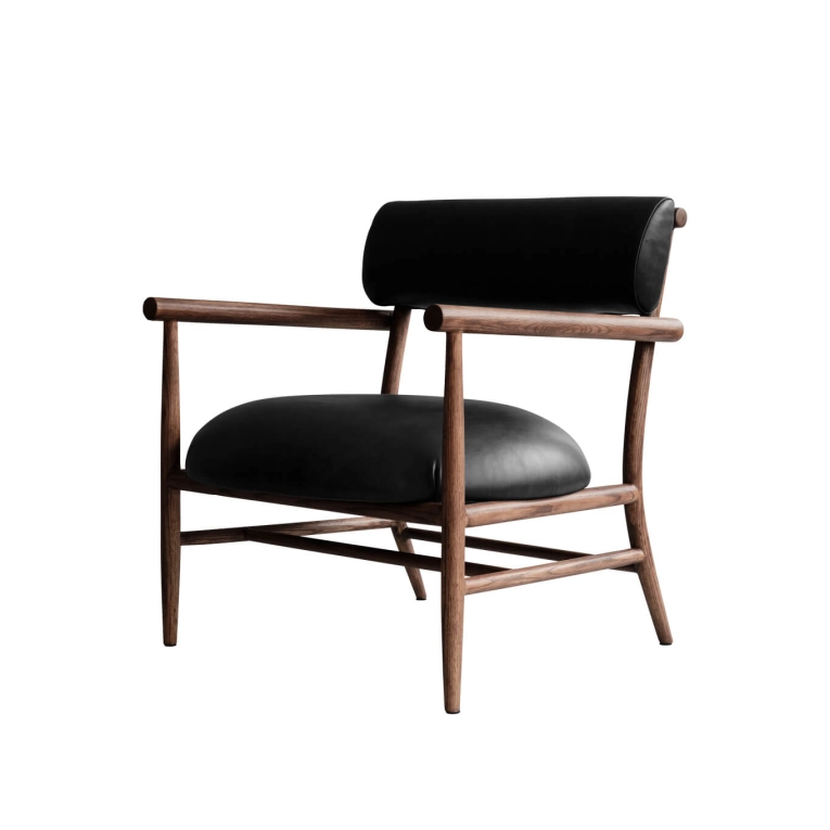 Easy chair NAMA Lounge Aniline leather black/Classic brown oak 101 COPENHAGEN