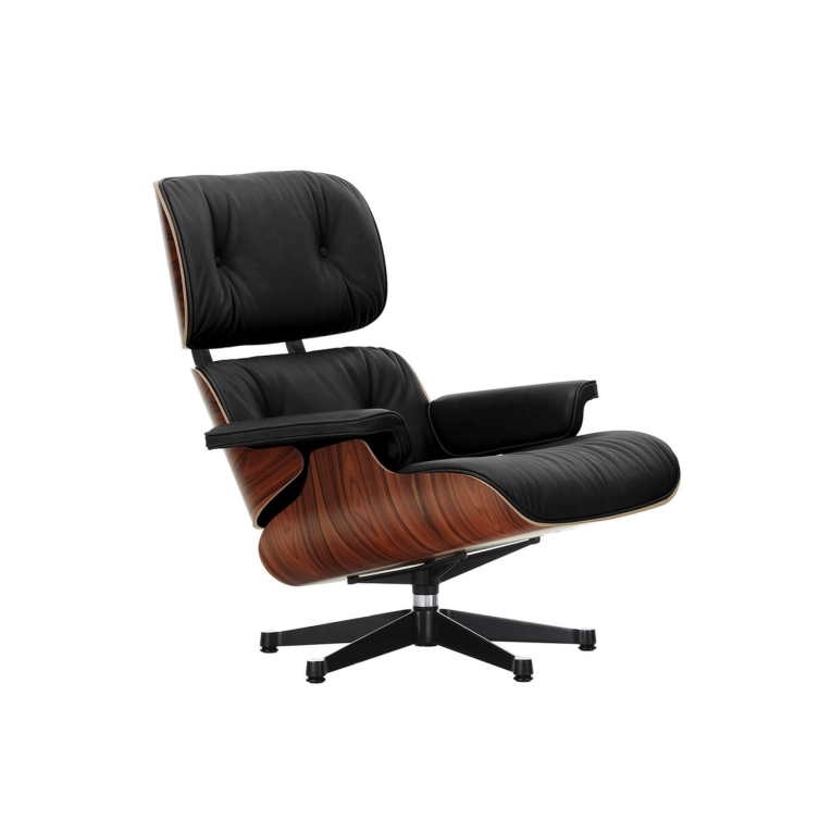 Fauteuil EAMES LOUNGE CHAIR Cuir noir/ coque palissandre VITRA