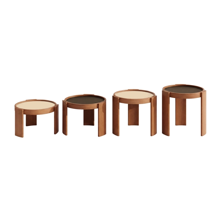 Table d'appoint guéridon 780 Set de 4 Tables Ø 42 Teinté Noyer KARAKTER X CASSINA