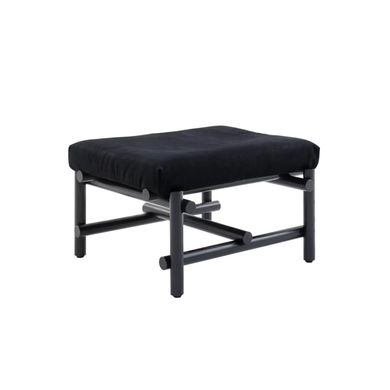 Pouffe MUECKE Ebony black/ Black leather KNOLL