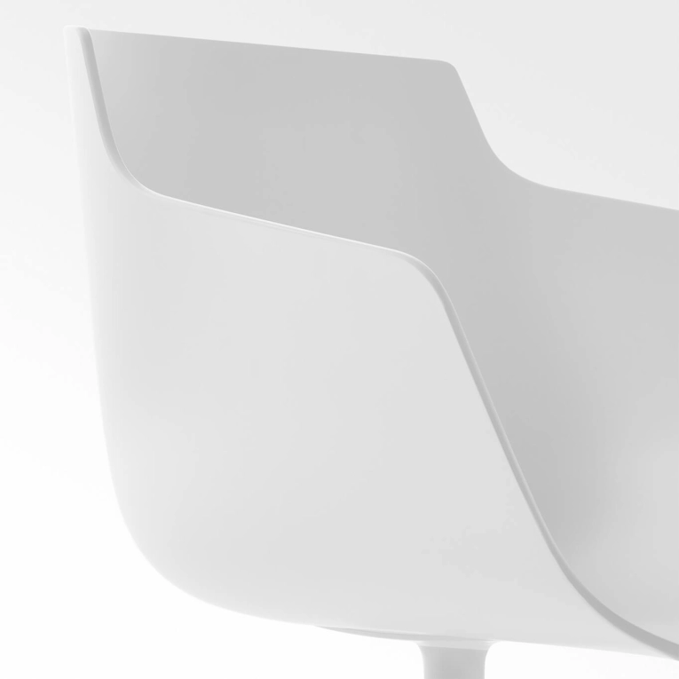 Dining Chair FLOW with armrests Central Foot White MDF ITALIA