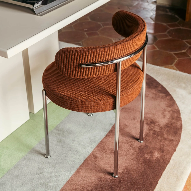 Chaise LIBERA Chenille Côtelée Marron / Chrome THE SOCIALITE FAMILY