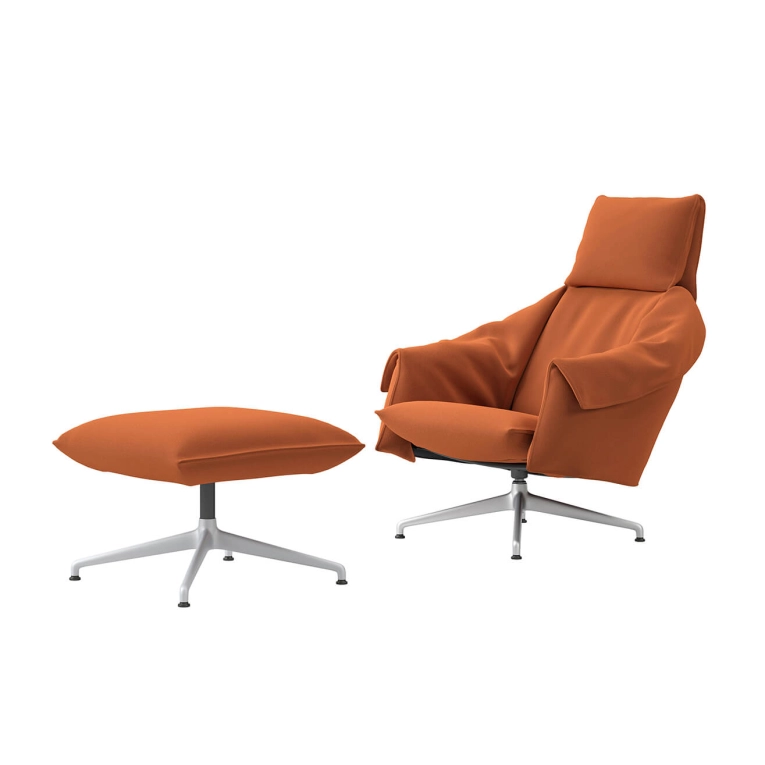 Easy chair BASCULE HIGHBACK & OTTOMAN Hola Terracotta VITRA