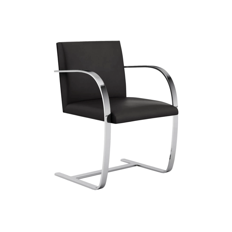 Dining Chair BRNO Black leather KNOLL