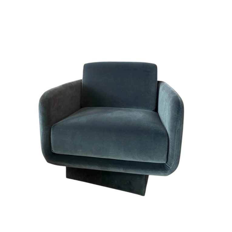 Easy chair LILAS Blue Velvet 408 swivel base GALLOTTI & RADICE