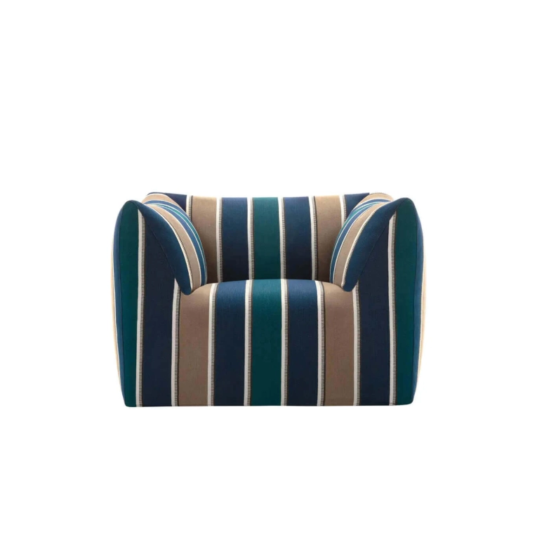 LA BAMBOLA Jacquard Lima raie bleue B&B ITALIA