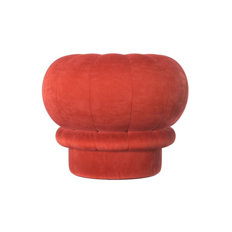 Pouf CLAUDIE Velours Rouge Garance HARTO