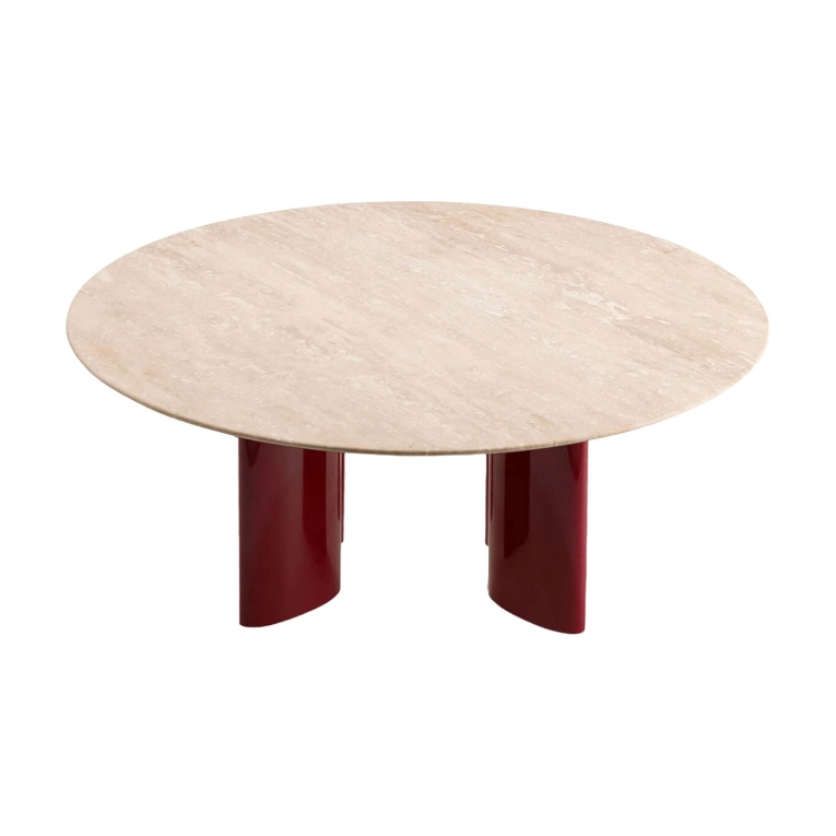 Table basse CARLOTTA Travertin / Bordeaux THE SOCIALITE FAMILY