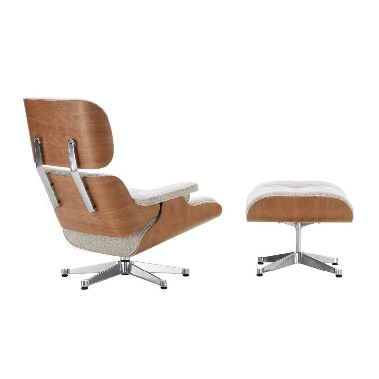 Fauteuil EAMES LOUNGE & OTTOMAN Tissu Nubia 03 / coque cerisier américain VITRA
