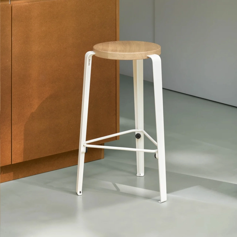 Tabouret haut MI LOU Chêne/Blanc Crème TIPTOE