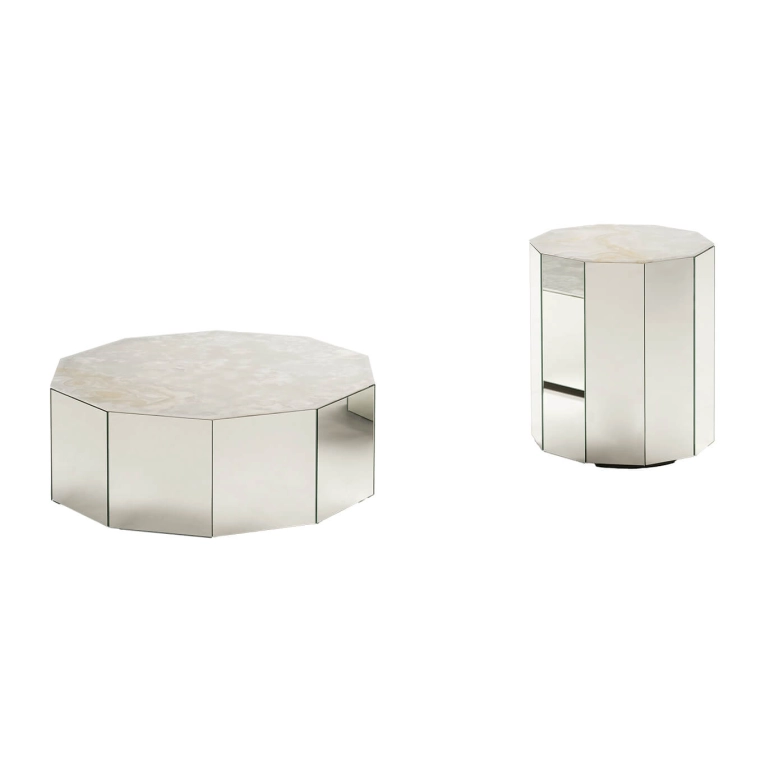 Table basse COLONNA Ø 70 Marbre Onyx TACCHINI