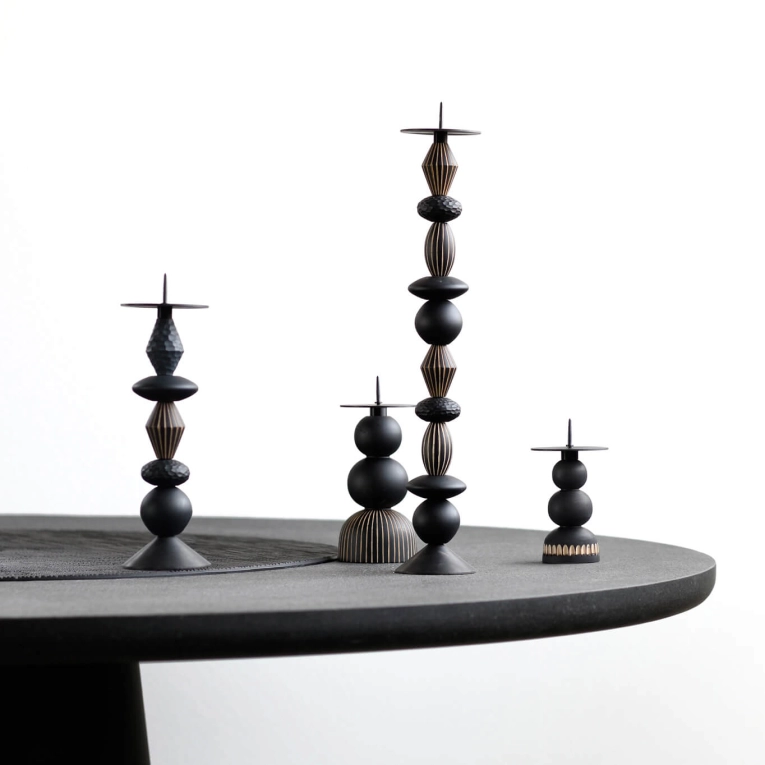 Photophore, bougeoir et bougie PLAY & BURN small Érable noir ZANAT