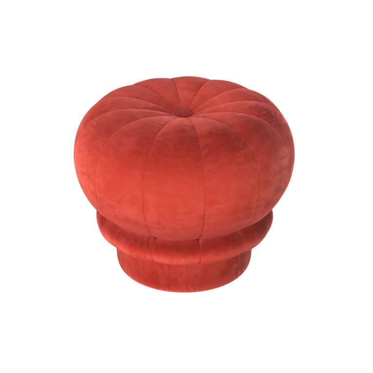 Pouf CLAUDIE Velours Rouge Garance HARTO