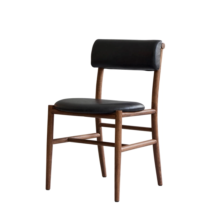 Dining Chair NAMA Aniline leather black/Classic brown oak 101 COPENHAGEN