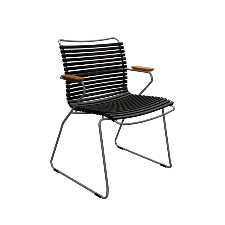 Chaise extérieur Chaise CLICK avec accoudoirs Noir HOUE
