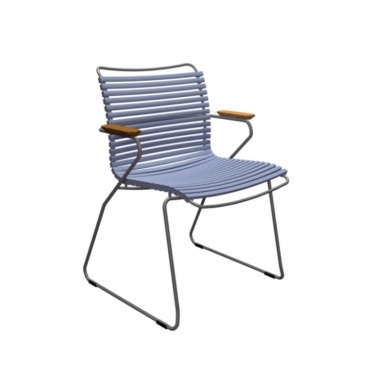 Chaise extérieur Chaise CLICK avec accoudoirs Bleu pigeon HOUE