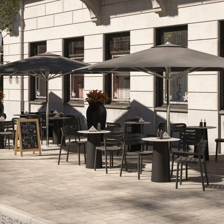 Chaise extérieur CROISETTE avec accoudoirs Anthracite SERRALUNGA