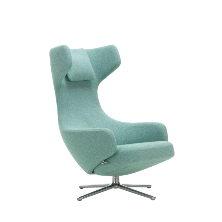 Fauteuil GRAND REPOS Dumet 27 bleu voilé/ vert émeraude VITRA