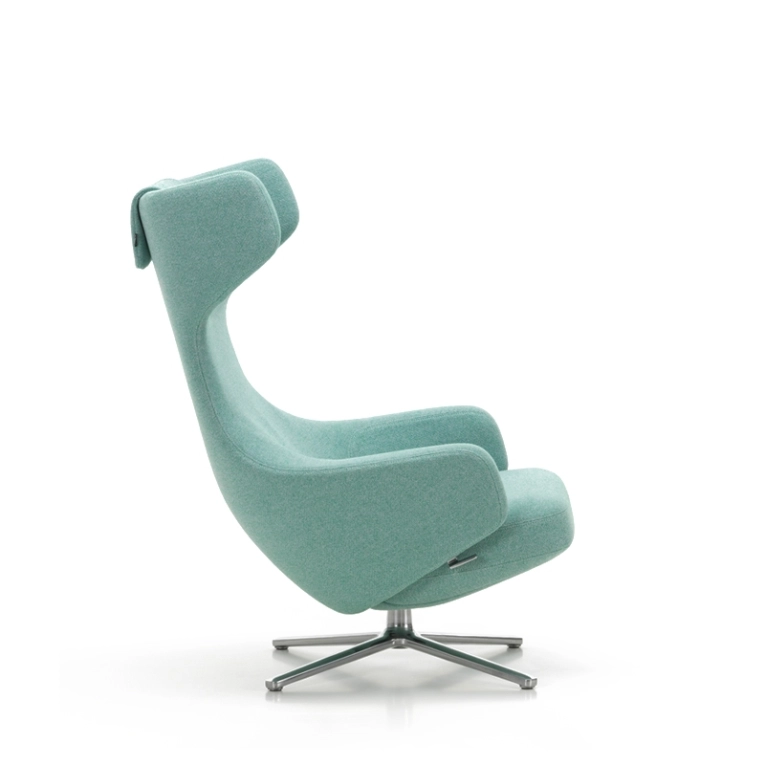 Fauteuil GRAND REPOS Dumet 27 bleu voilé/ vert émeraude VITRA