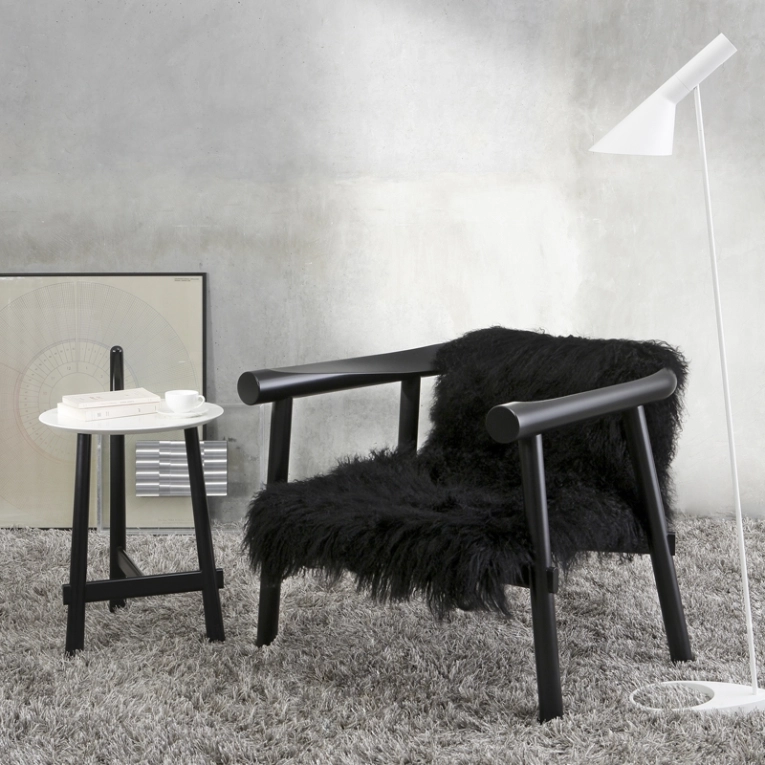 Table d'appoint guéridon ALTAY Plateau blanc  Piètement noir COEDITION