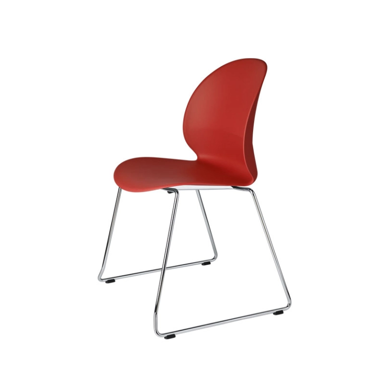 Chaise N02 RECYCLE piétement luge Rouge foncé FRITZ HANSEN