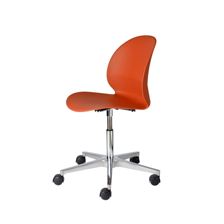 Chaise N02  RECYCLE piètement roulettes Orange foncé FRITZ HANSEN