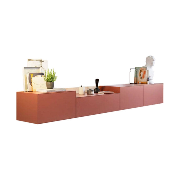 Meuble de rangement LAUKI L 272 x H 36 Rouille/ chêne naturel TREKU