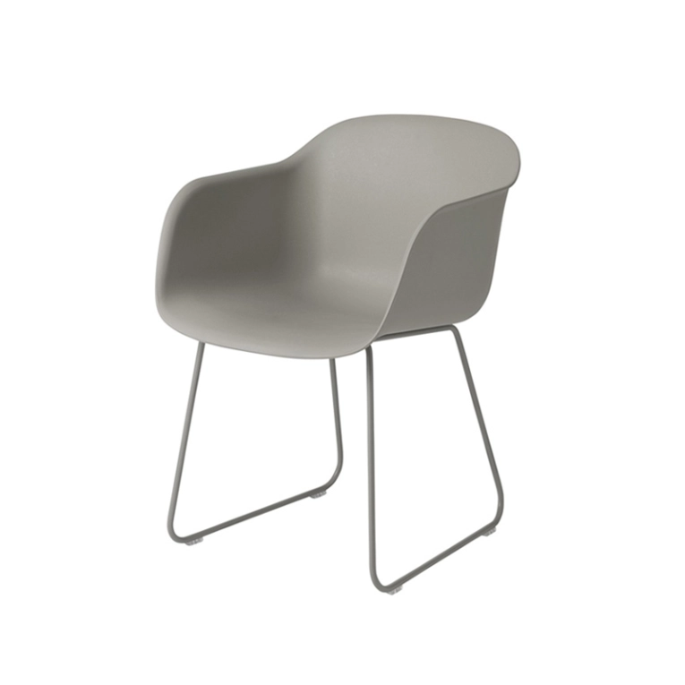 Chaise FIBER ARMCHAIR piètement traineau Gris MUUTO