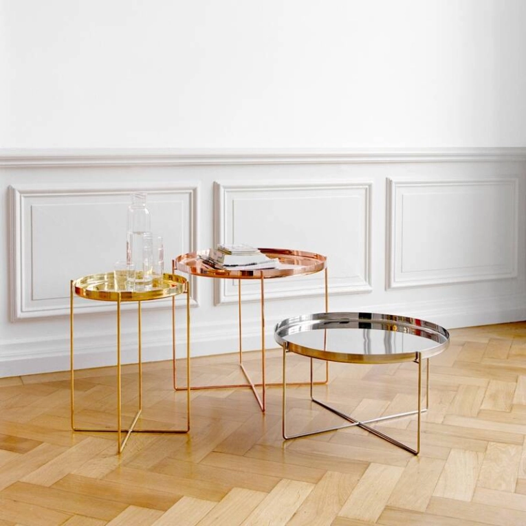 Table d'appoint guéridon CM05 HABIBI Ø 57 x H 47 Inox E15