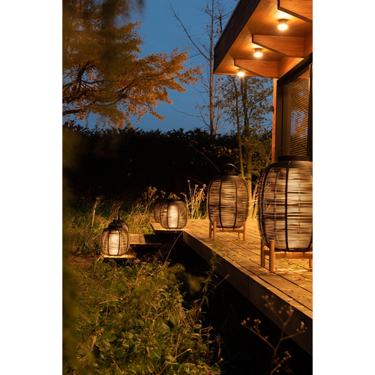 Luminaire extérieur Lanterne TIKA base bois 35x59 Noir VINCENT SHEPPARD