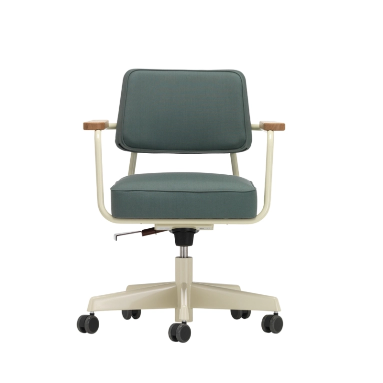 Fauteuil de bureau FAUTEUIL DIRECTION PIVOTANT Twill gris vert 17/ Prouvé Blanc Colombe VITRA