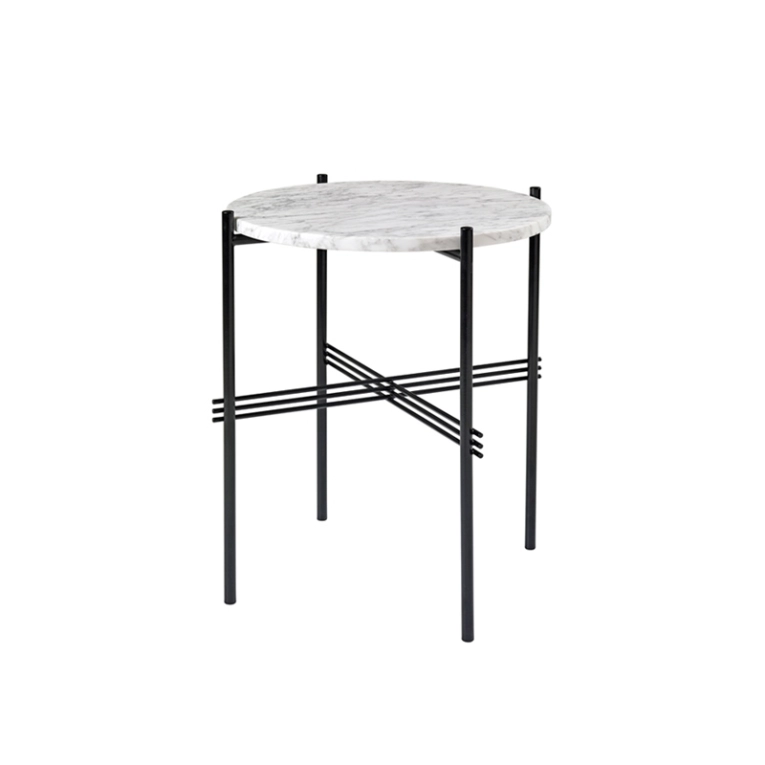 Table d'appoint guéridon TS SIDE Ø 40 Marbre Carrara blanc GUBI