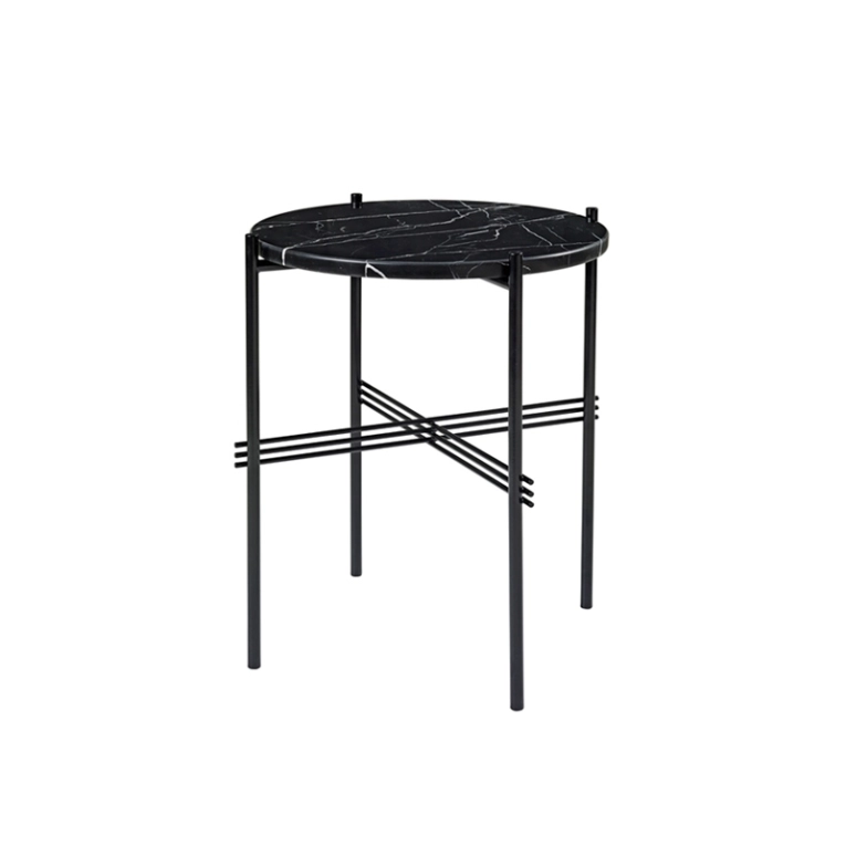 Table d'appoint guéridon TS SIDE Ø 40 Marbre Marquina noir GUBI