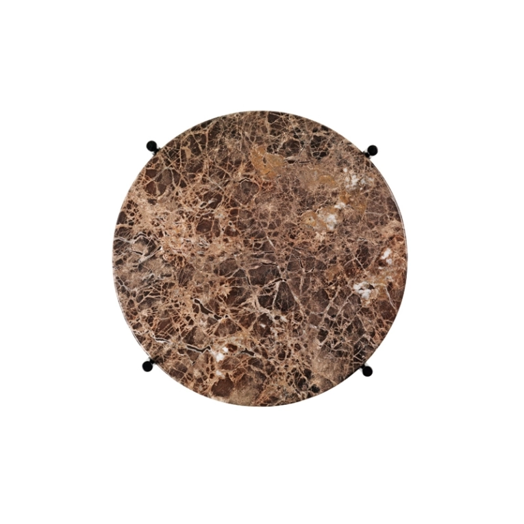 Table d'appoint guéridon TS SIDE Ø 40 Marbre Emperador marron GUBI