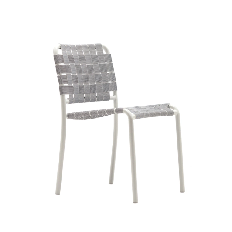 Chaise extérieur Chaise INOUT 823 Blanc/ sangles grises GERVASONI