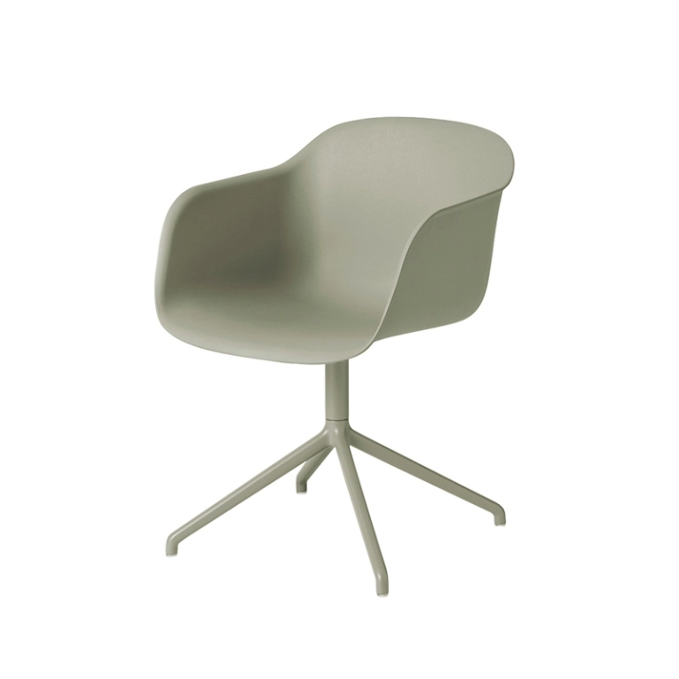 Chaise FIBER ARMCHAIR pied central Vert cendré MUUTO