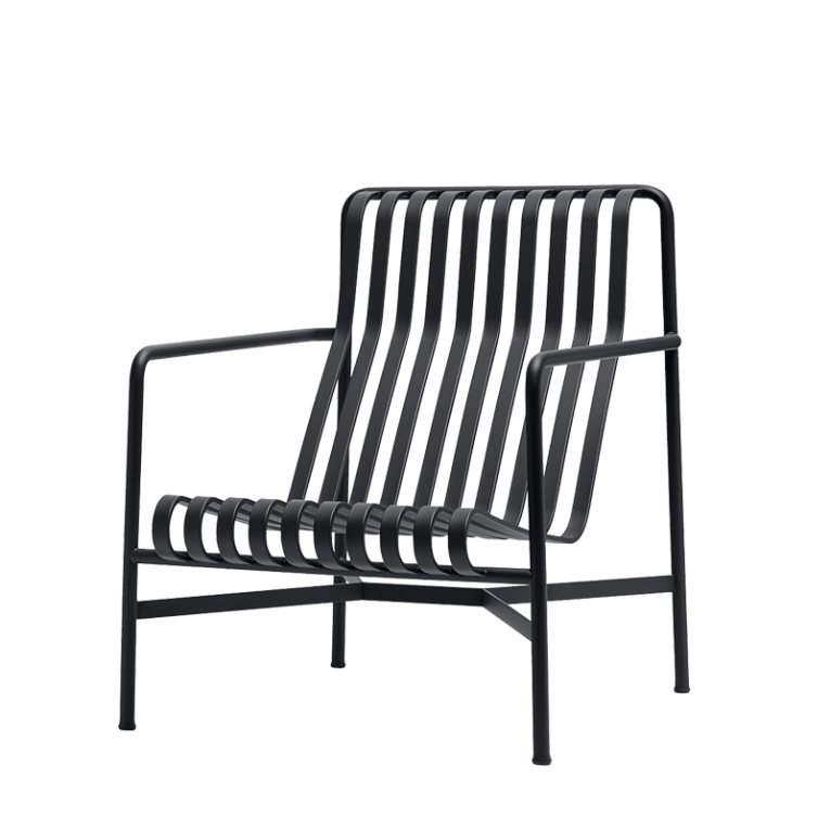 Fauteuil extérieur PALISSADE LOUNGE dossier haut Anthracite HAY
