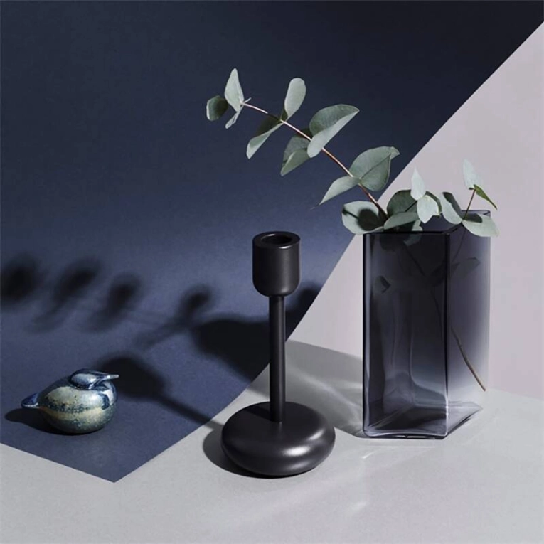 Photophore, bougeoir et bougie Bougeoir NAPPULA H 18 Gris foncé IITTALA