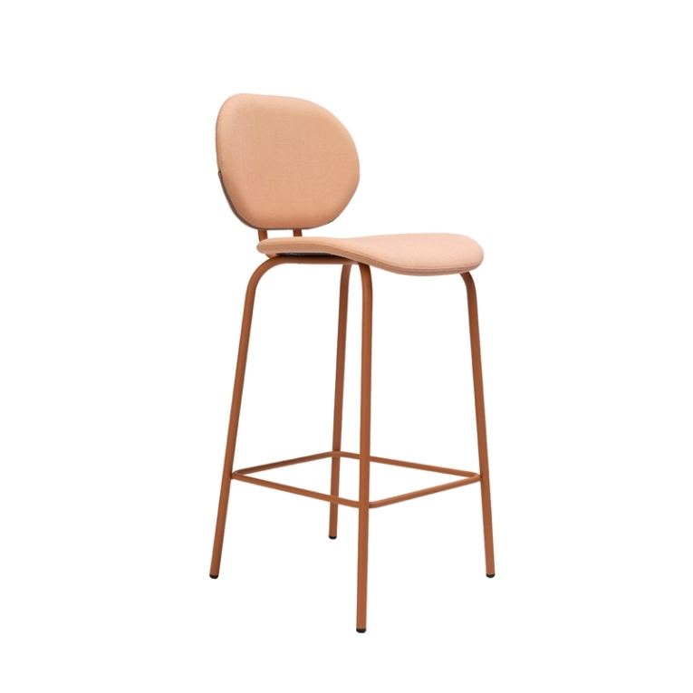 Tabouret haut HARI rembourré Steelcut Trio 506/ époxy Terracotta ONDARRETA
