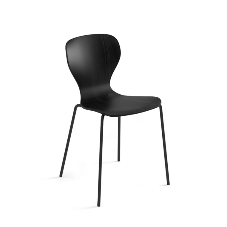Chaise EARS pieds métal Noir/ noir VICCARBE