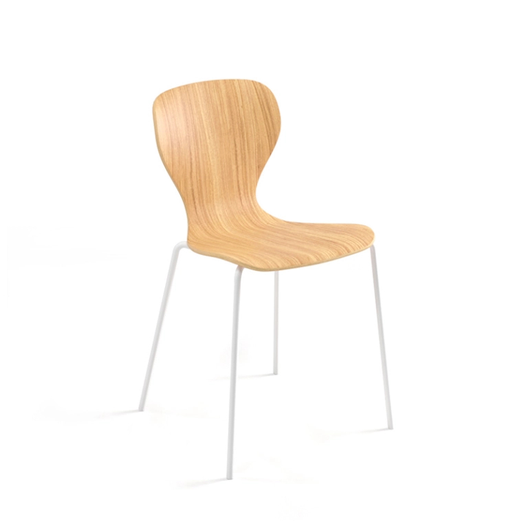 Chaise EARS pieds métal Chêne mat/ blanc VICCARBE
