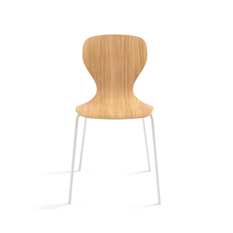 Chaise EARS pieds métal Chêne mat/ blanc VICCARBE