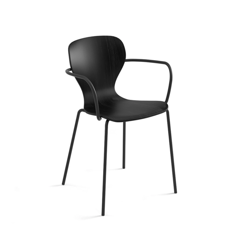 Chaise EARS pieds métal avec accoudoirs Noir/ noir VICCARBE