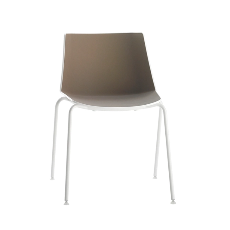 Chaise AÏKU pieds ronds Blanc  Gris tourterelle MDF